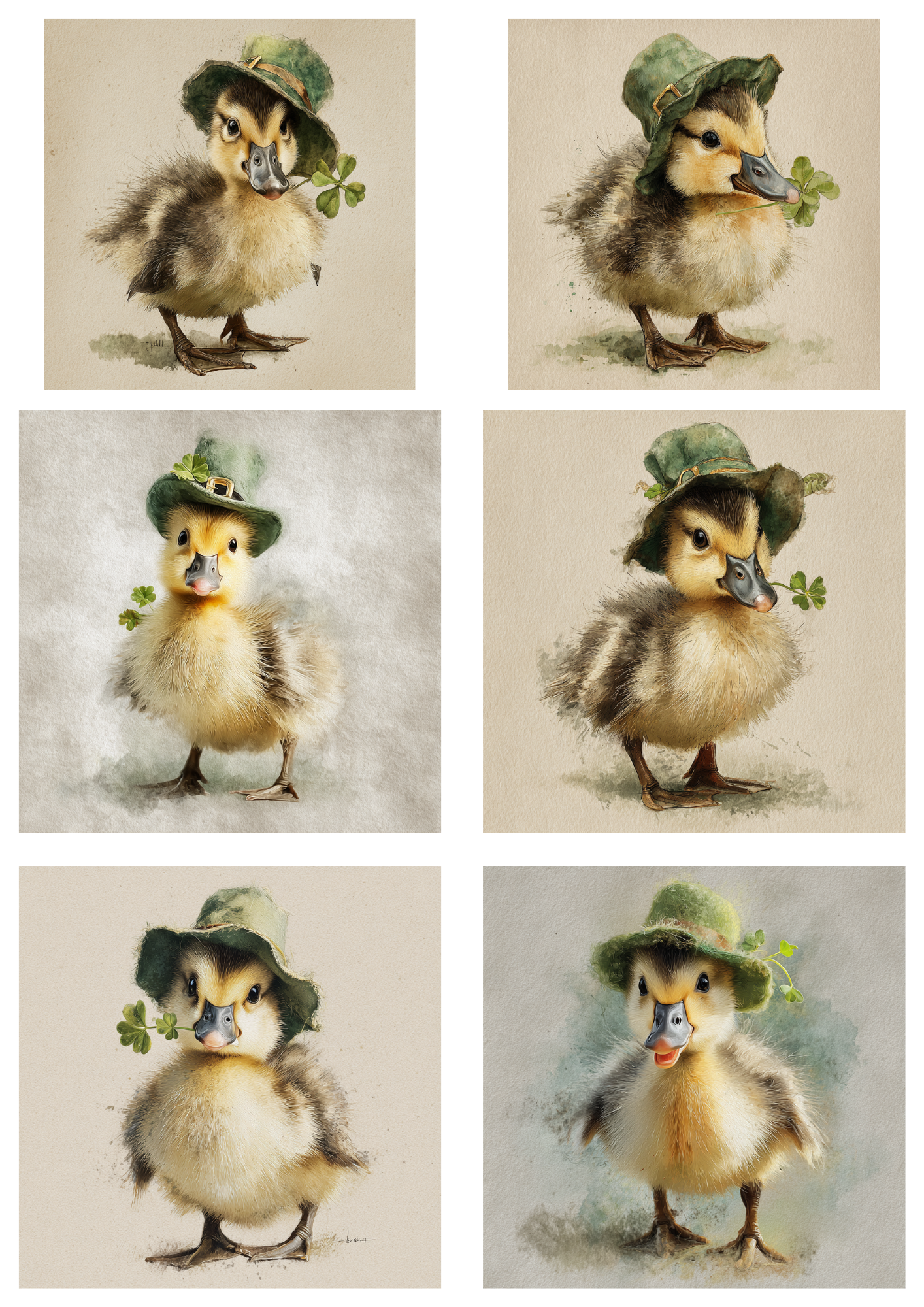 Sticker Sheet / Greeting Card – Duck in a Hat St. Patrick's Day Collage Cat. No. 8507
