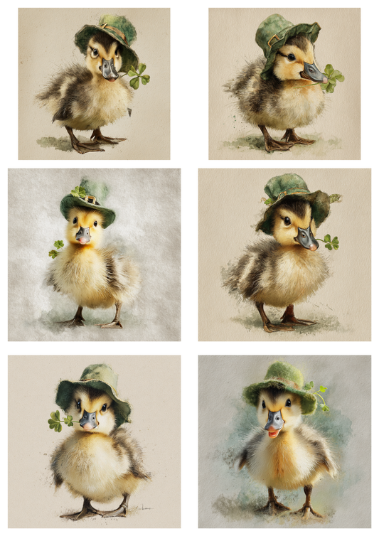 Sticker Sheet / Greeting Card – Duck in a Hat St. Patrick's Day Collage Cat. No. 8507