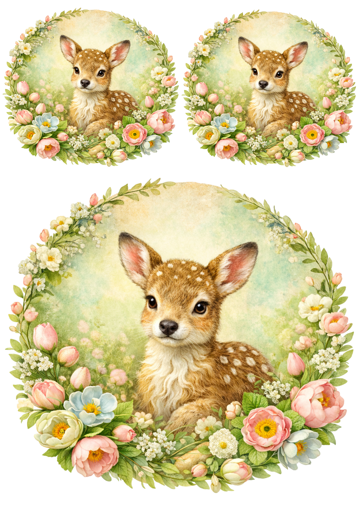 Sticker Sheet / Greeting Card – Young Deer Collage Cat. No. 8512