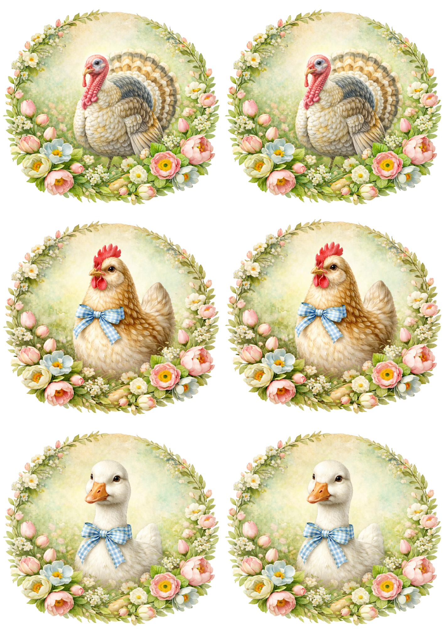 Sticker Sheet / Greeting Card – Poultry Various Collage Cat. No. 8517