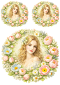 Sticker Sheet / Greeting Card – Beautiful Woman In Flowers Collage Cat. No. 8519