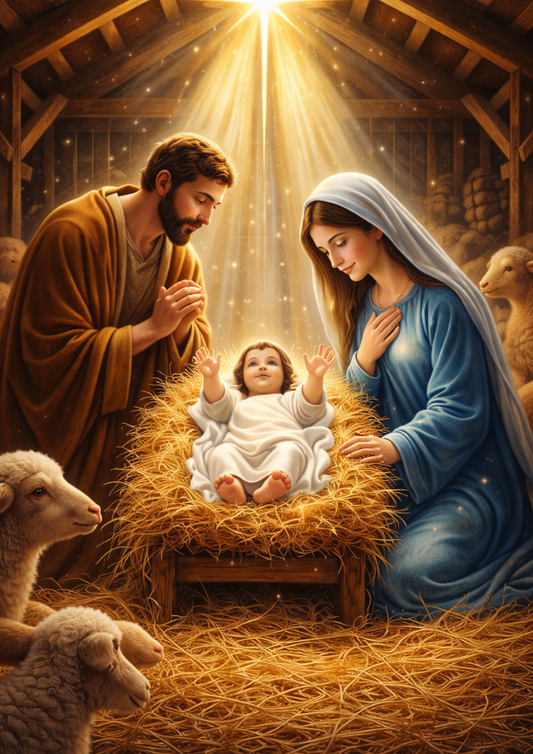 Sticker Sheet / Greeting Card – Jesus in the Manger Full Cat. No. 8523