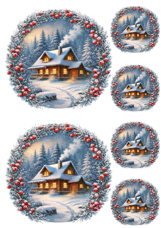 Sticker Sheet / Greeting Card – Winter Cottage Collage Cat. No. 8524