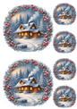 Sticker Sheet / Greeting Card – Winter Cottage Collage Cat. No. 8524