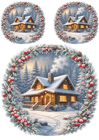 Sticker Sheet / Greeting Card – Winter Cottage Collage Cat. No. 8525