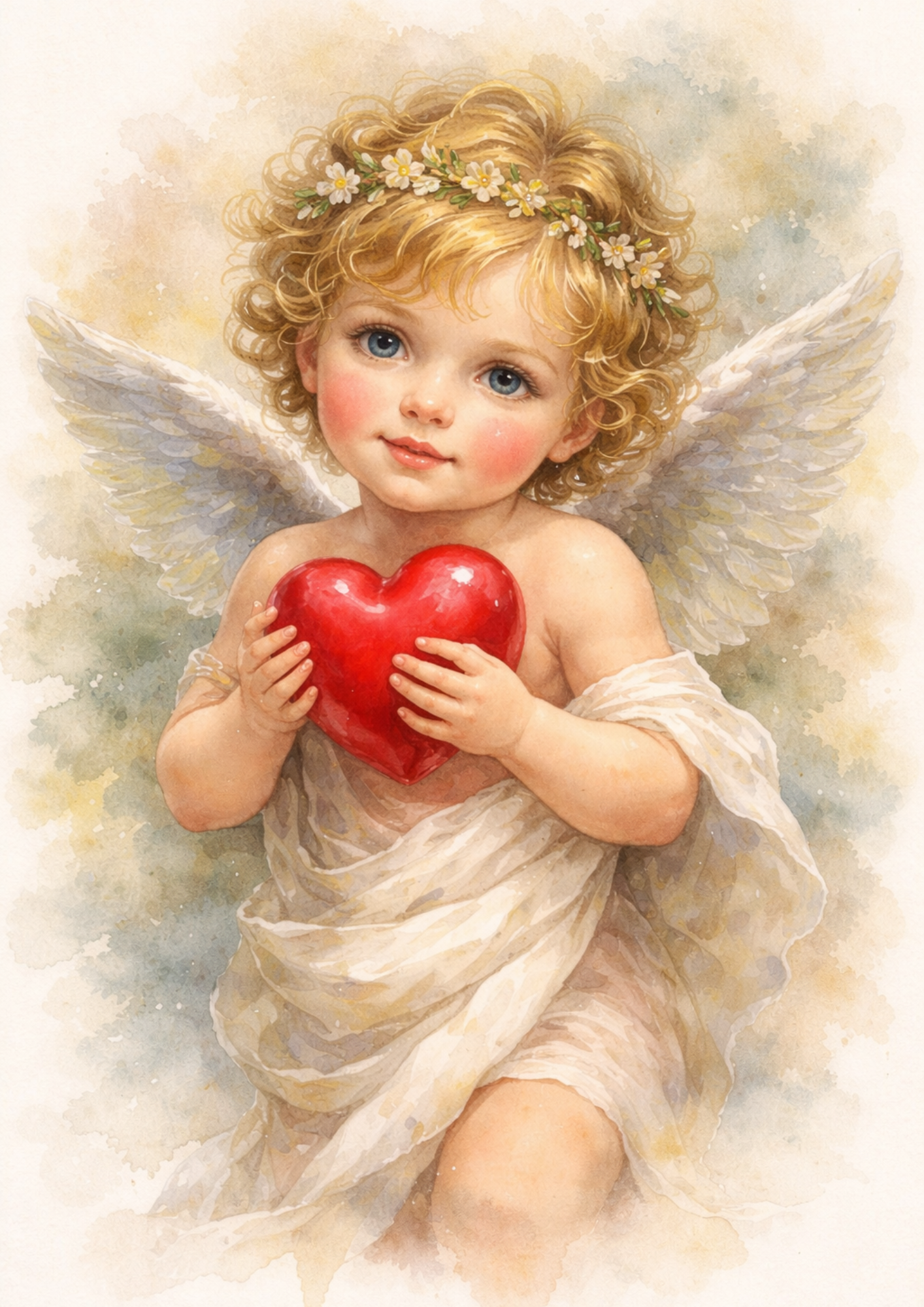 Sticker Sheet / Greeting Card – Angel Holding a Heart Full of Cat. No. 8529
