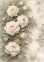 Sticker Sheet / Greeting Card – White Roses Journaling Background Full Cat. No. 8530