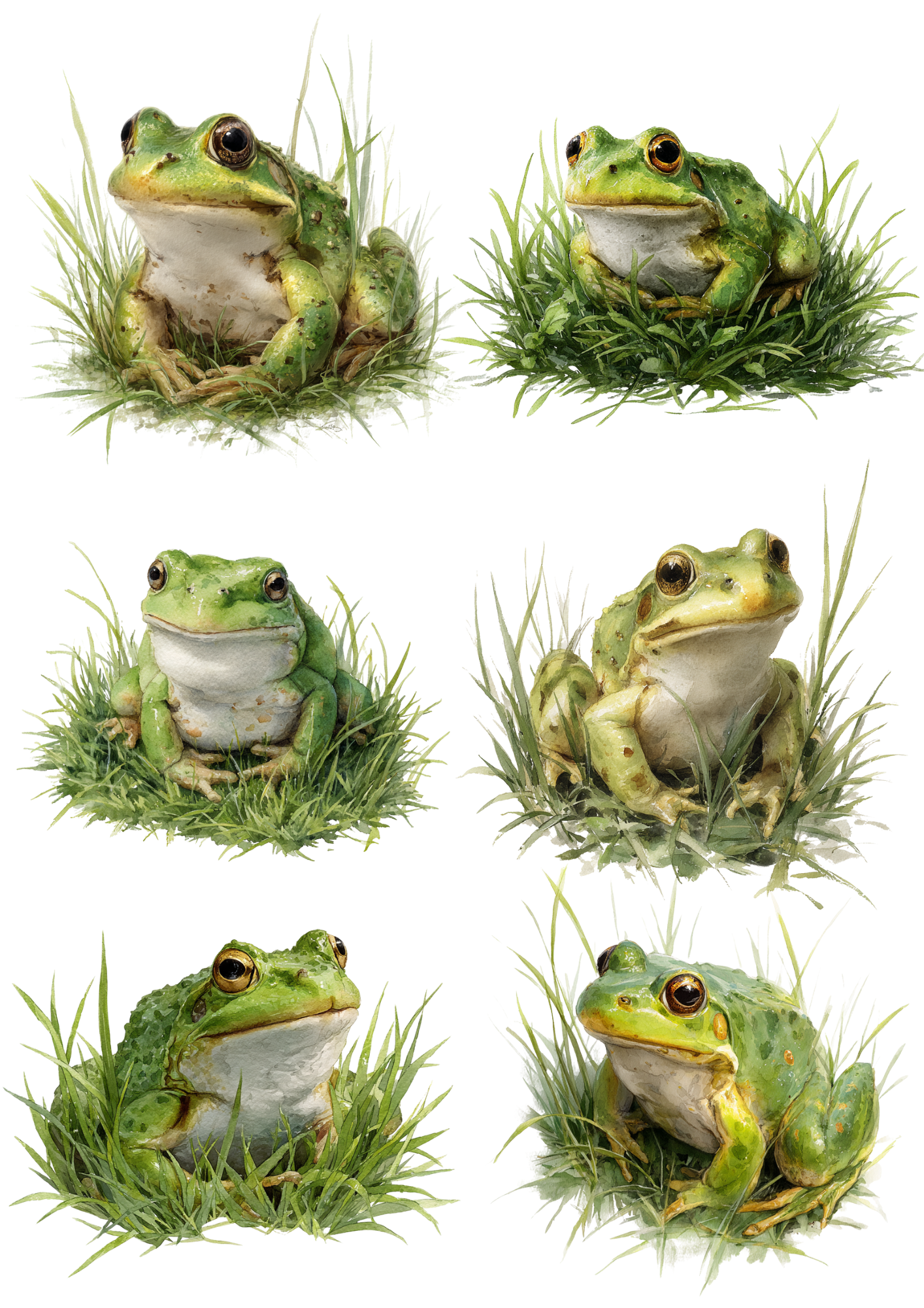 Sticker Sheet / Greeting Card – Green Frog Collage Cat. No. 8533