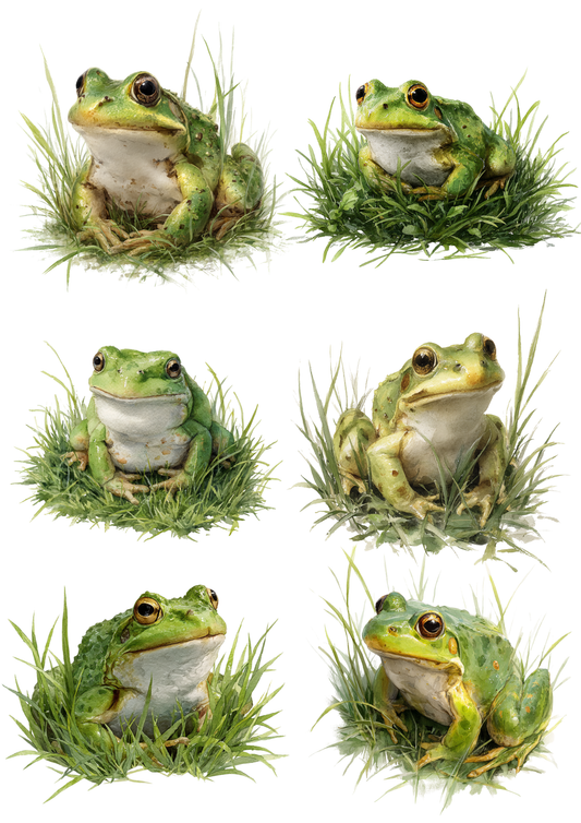 Sticker Sheet / Greeting Card – Green Frog Collage Cat. No. 8533