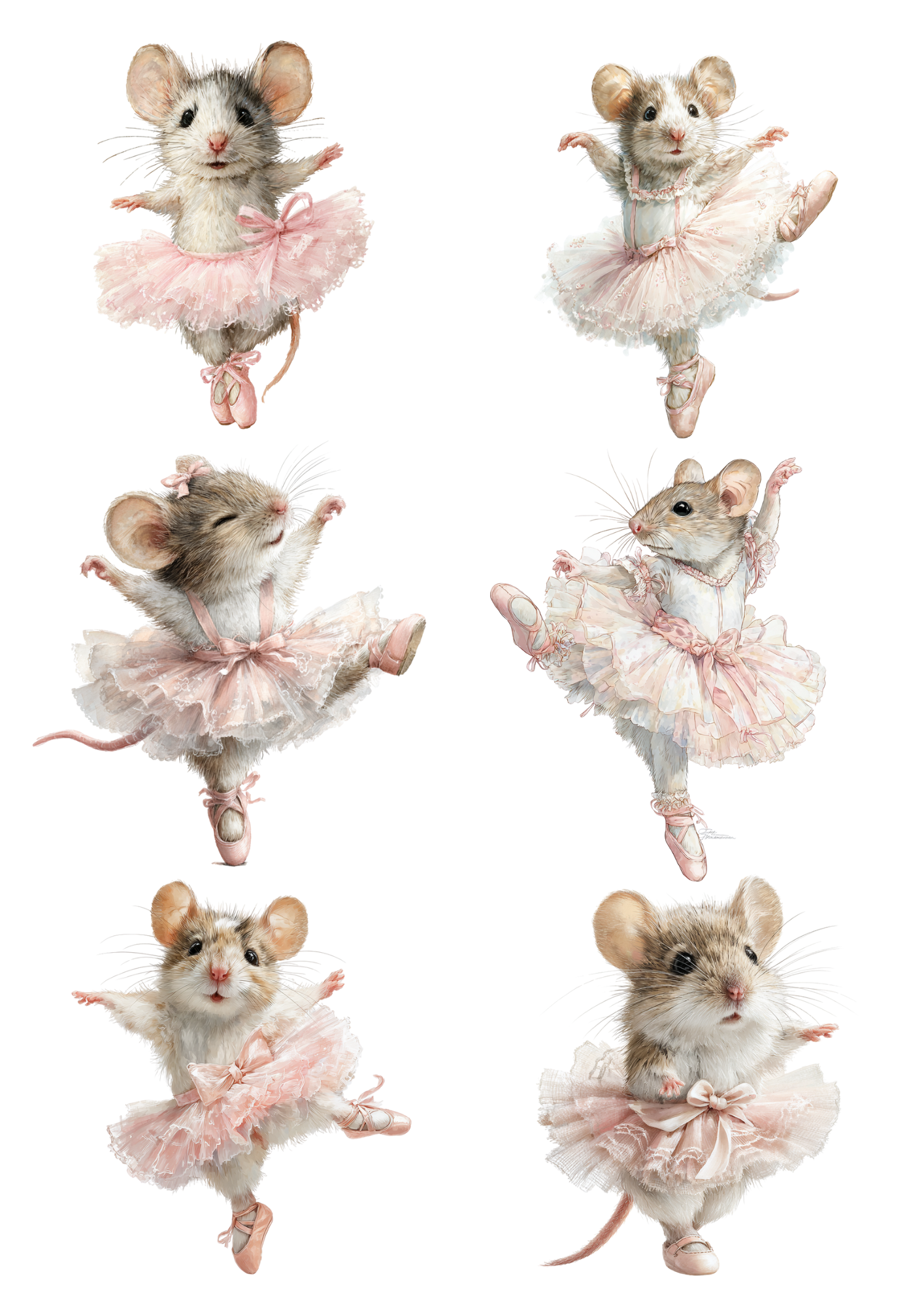 Sticker Sheet / Greeting Card – Ballerina Mouse Collage Cat. No. 8537
