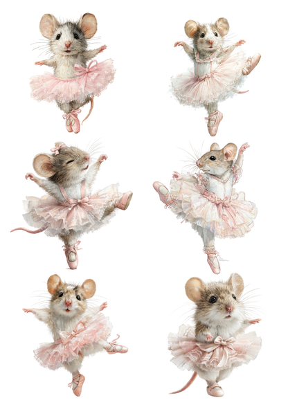 Sticker Sheet / Greeting Card – Ballerina Mouse Collage Cat. No. 8537