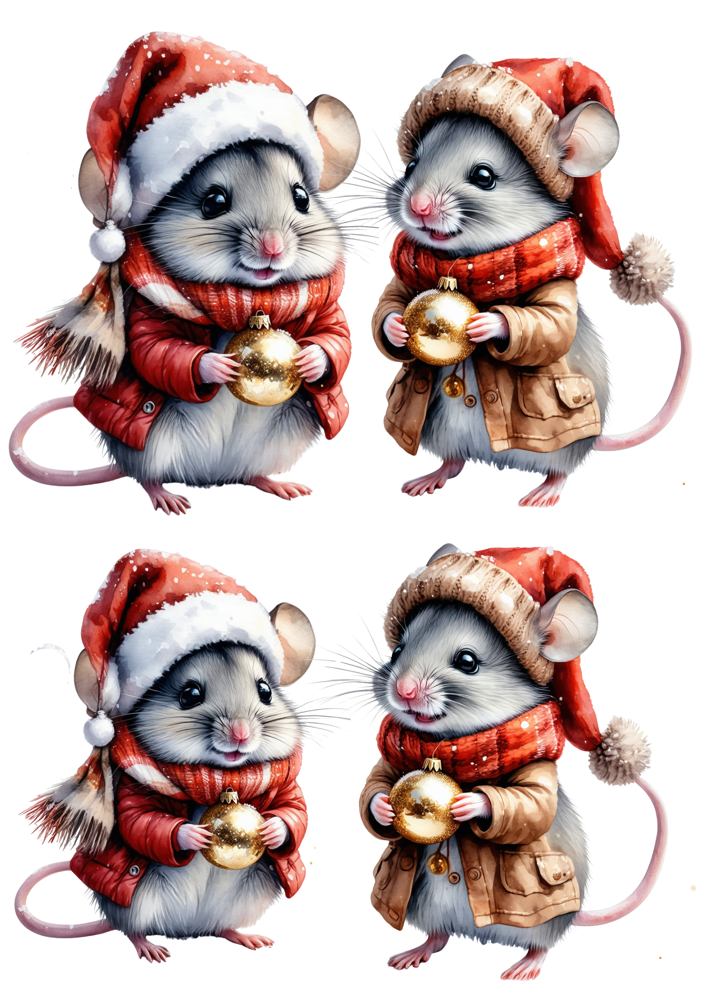 Sticker Sheet / Greeting Card – Mouse with Bubble Christmas Tree Collage Cat. No. 8544