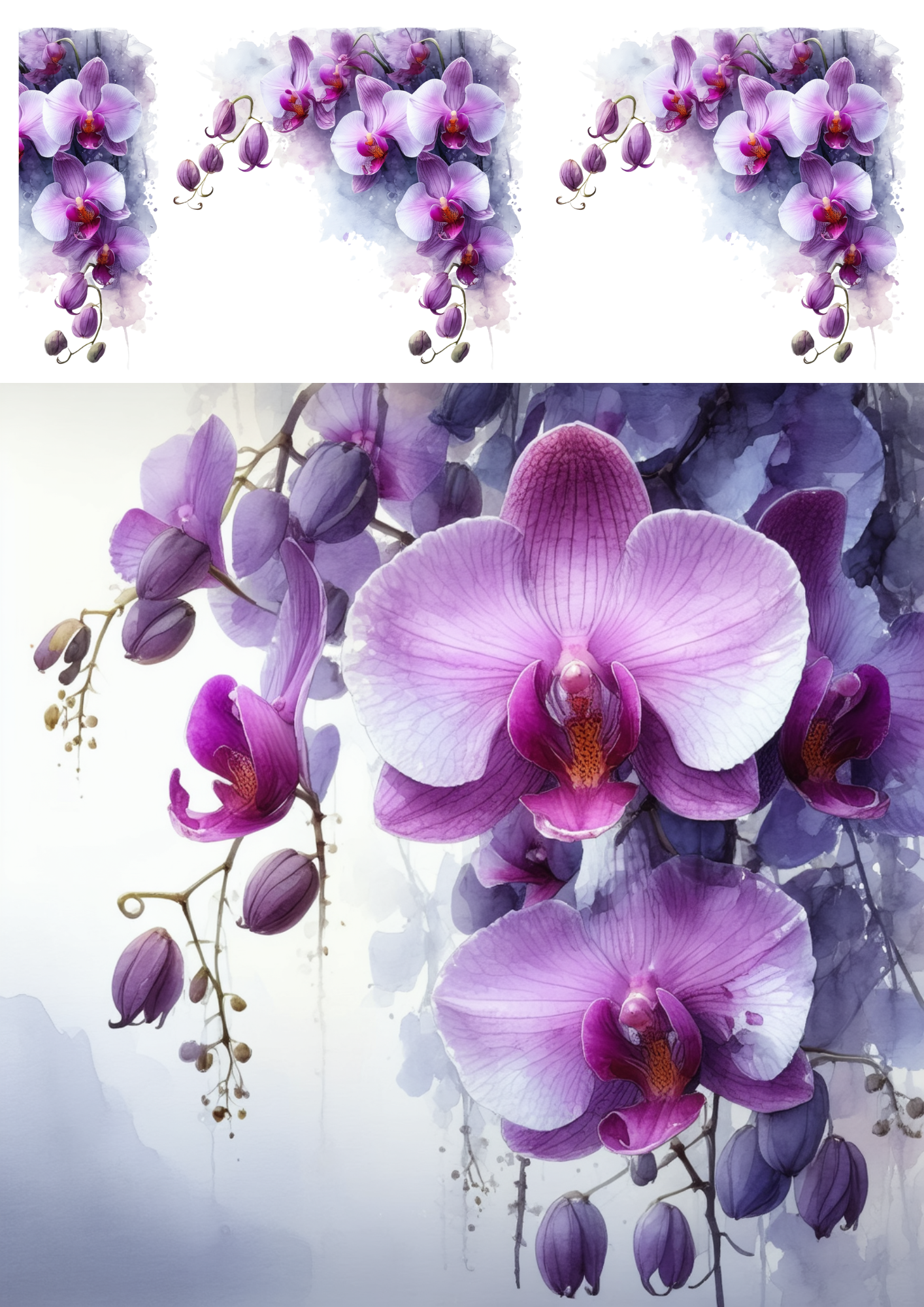 Sticker Sheet / Greeting Card – Purple Orchid Collage Cat. No. 8548