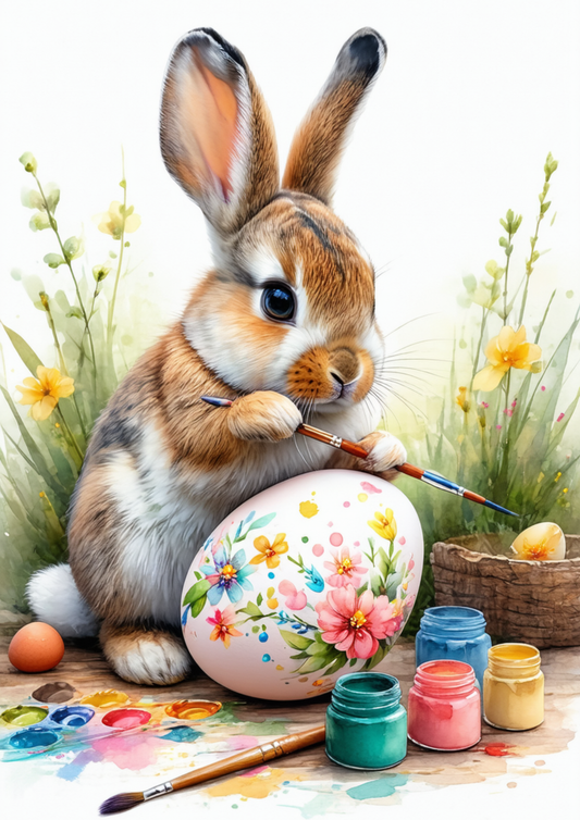 Sticker Sheet / Greeting Card – Bunny With Easter Egg Collage Cat. No. 8551