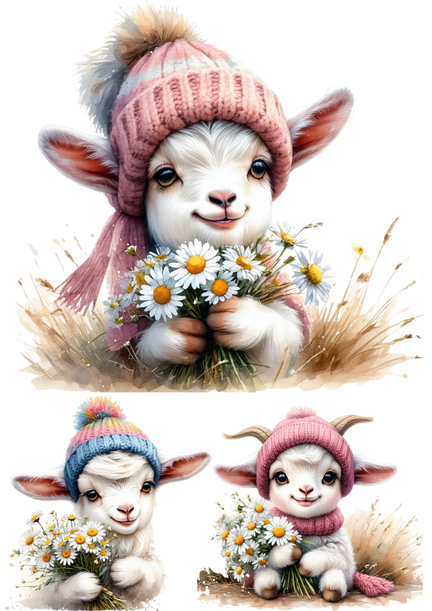 Sticker Sheet / Greeting Card – Goat in a Hat Collage Cat. No. 8567