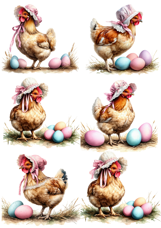 Sticker Sheet / Greeting Card – Chicken and Easter Eggs Collage Cat. No. 8573