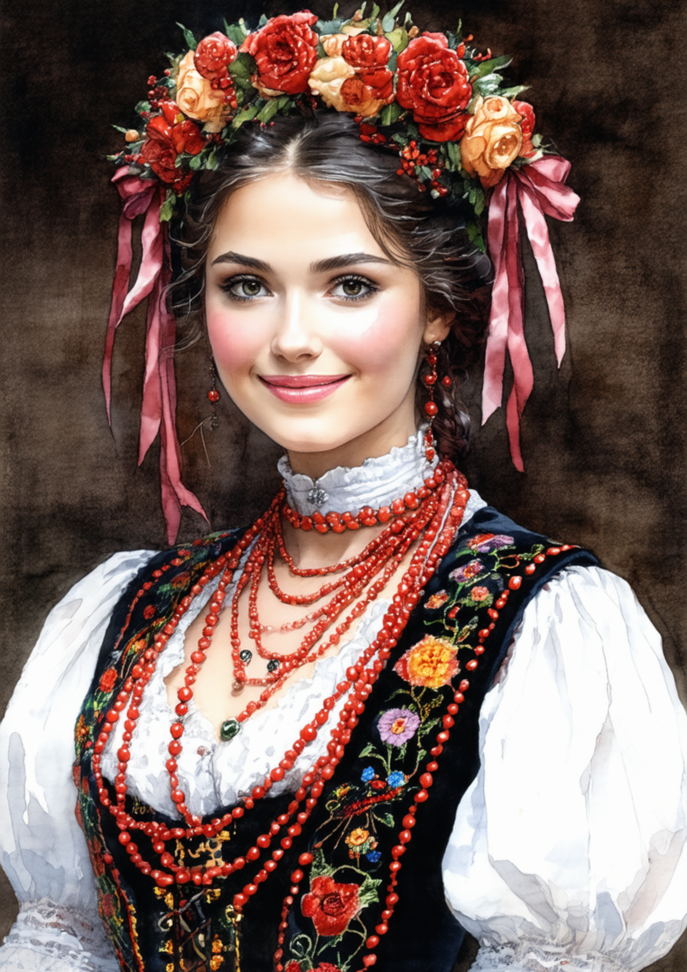 Sticker Sheet / Greeting Card – Woman In Traditional Costume From Krakow Full Cat. No. 8574