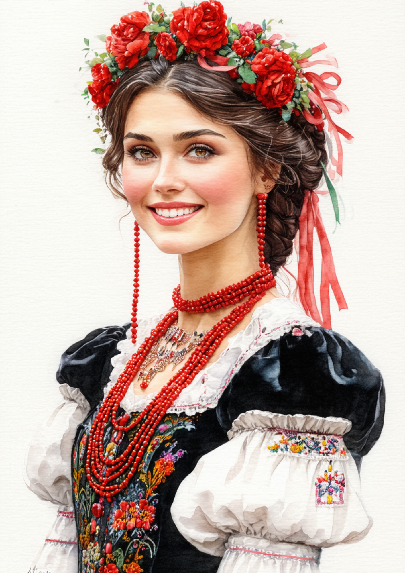 Sticker Sheet / Greeting Card – Woman In Traditional Costume From Krakow Full Cat. No. 8575