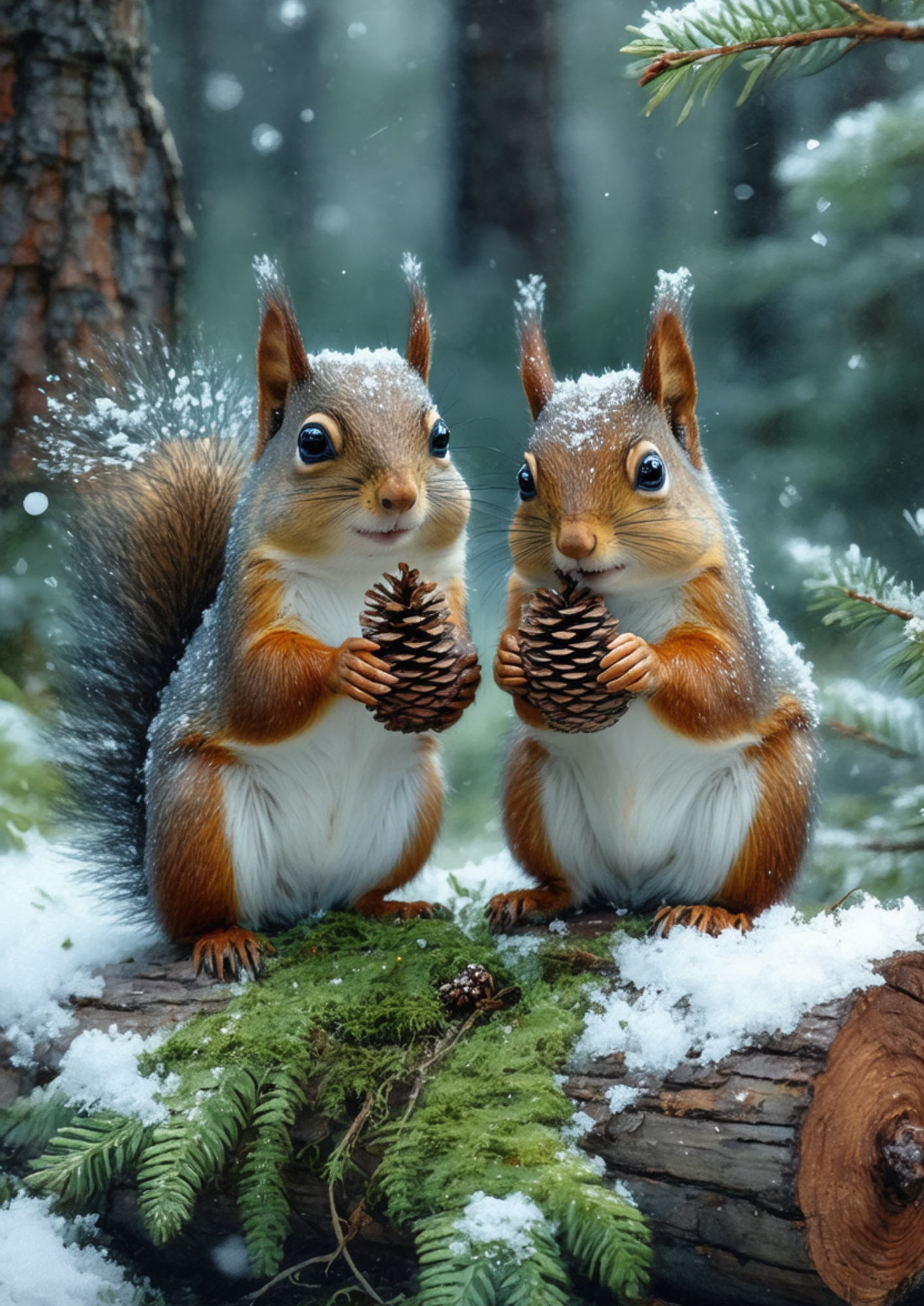 Sticker Sheet / Greeting Card – A Pair of Squirrels in the Snow Full Cat. No. 8586