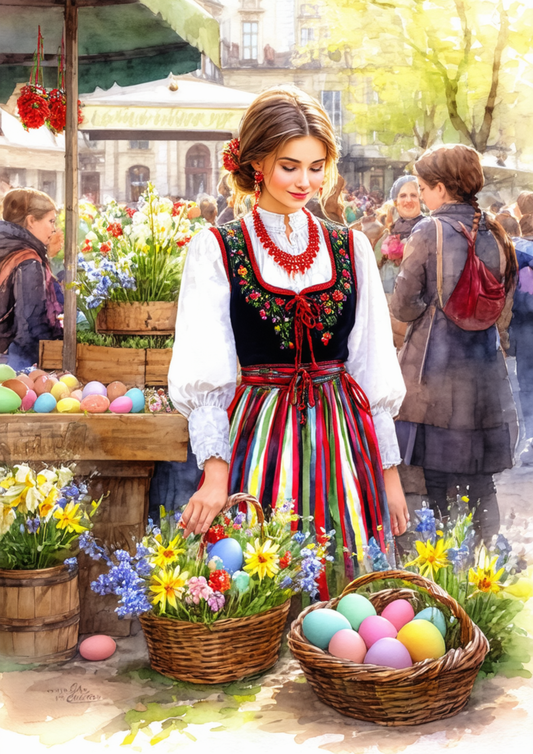 Sticker Sheet / Greeting Card – Woman In Traditional Costume From Krakow Full Cat. No. 8589