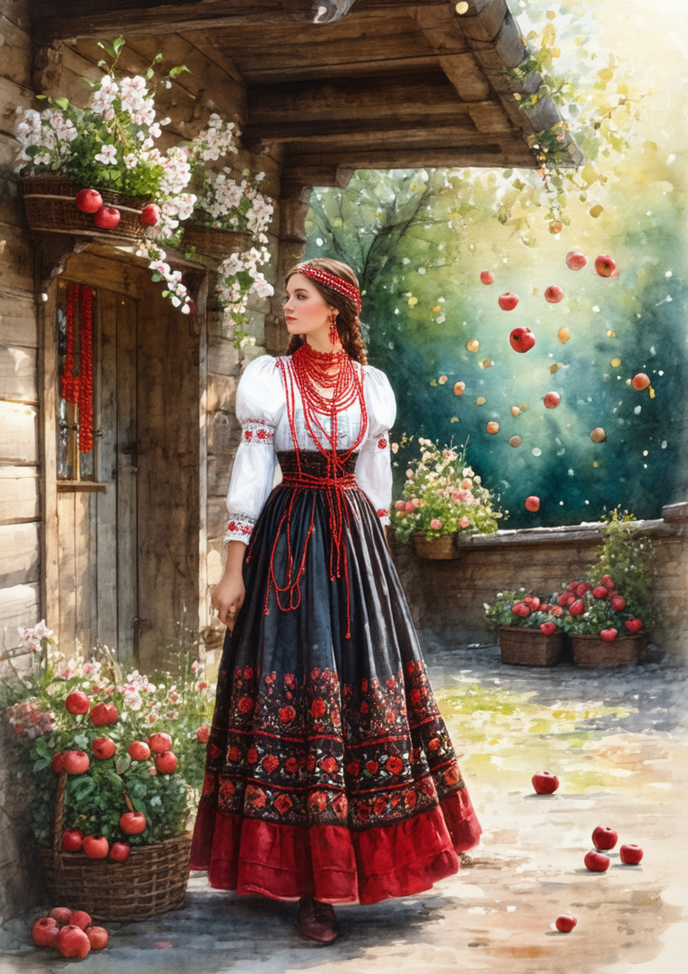 Sticker Sheet / Greeting Card – Woman In Traditional Costume From Krakow Full Cat. No. 8593