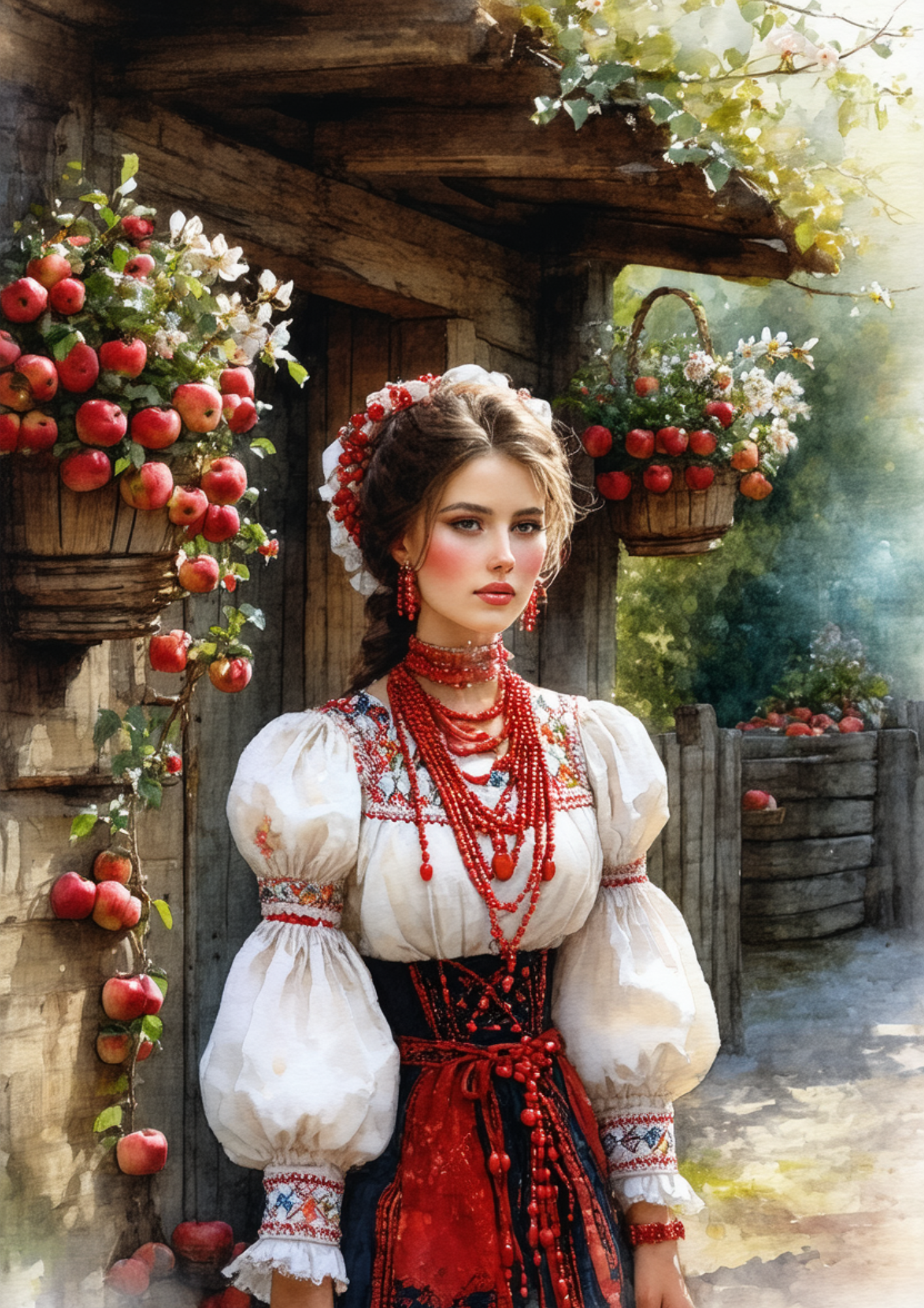 Sticker Sheet / Greeting Card – Woman In Traditional Costume From Krakow Full Cat. No. 8595