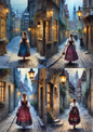 Sticker Sheet / Greeting Card – Woman In Traditional Costume From Krakow Collage Cat. No. 8597