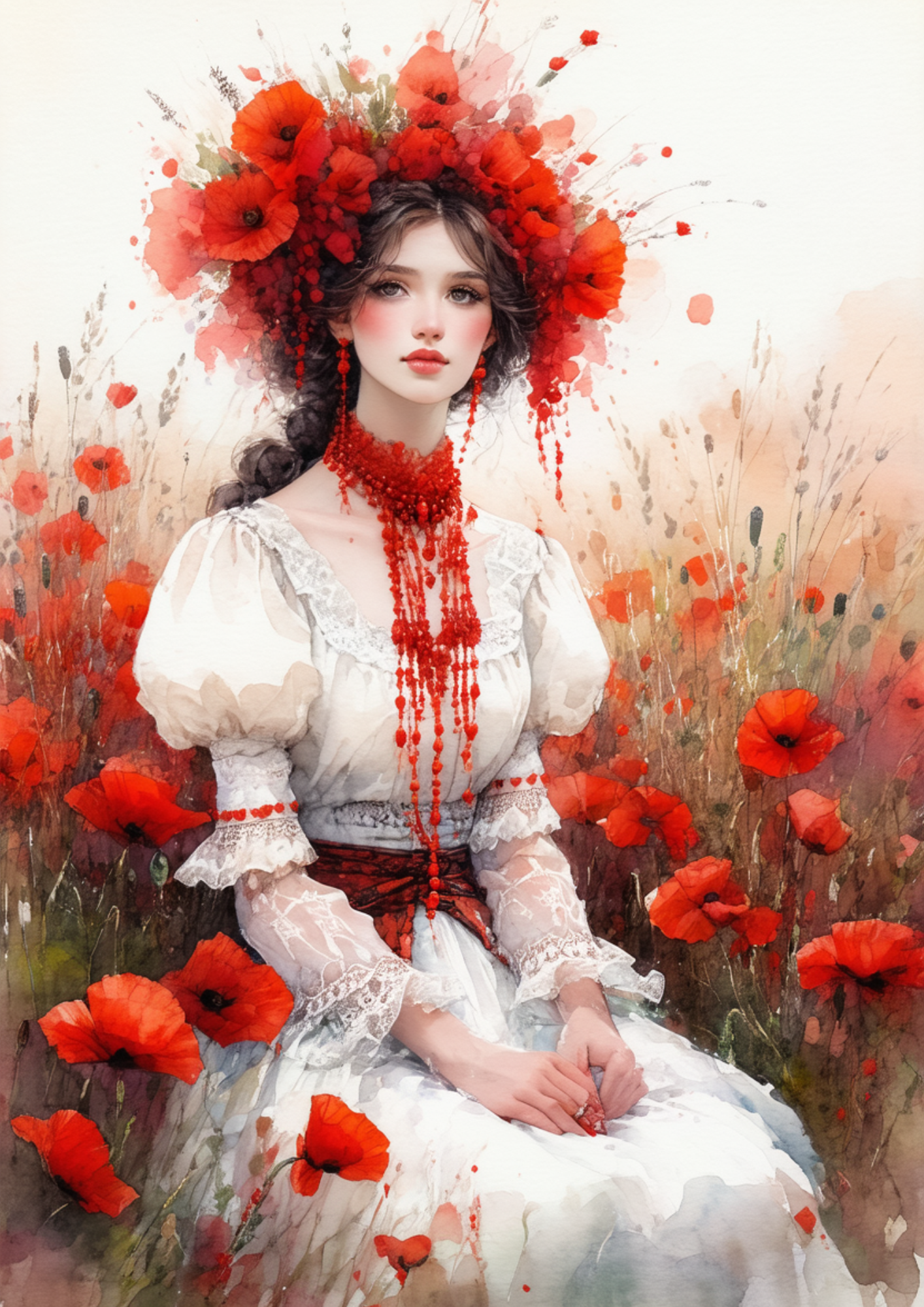 Sticker Sheet / Greeting Card – Woman In Traditional Costume From Krakow Full Cat. No. 8599