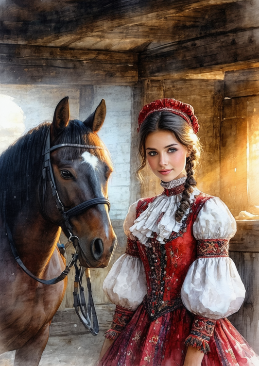 Sticker Sheet / Greeting Card – Woman In Traditional Costume From Krakow Full Cat. No. 8600