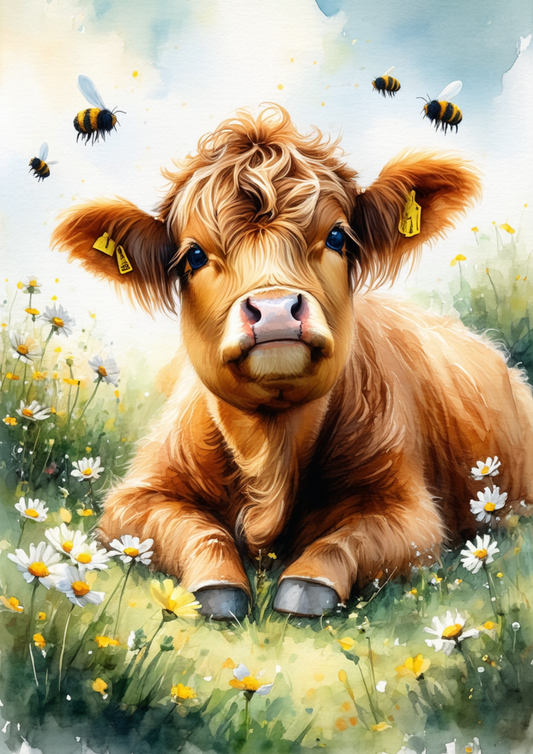Sticker Sheet / Greeting Card – Highland Cow Full Cat. No. 8611