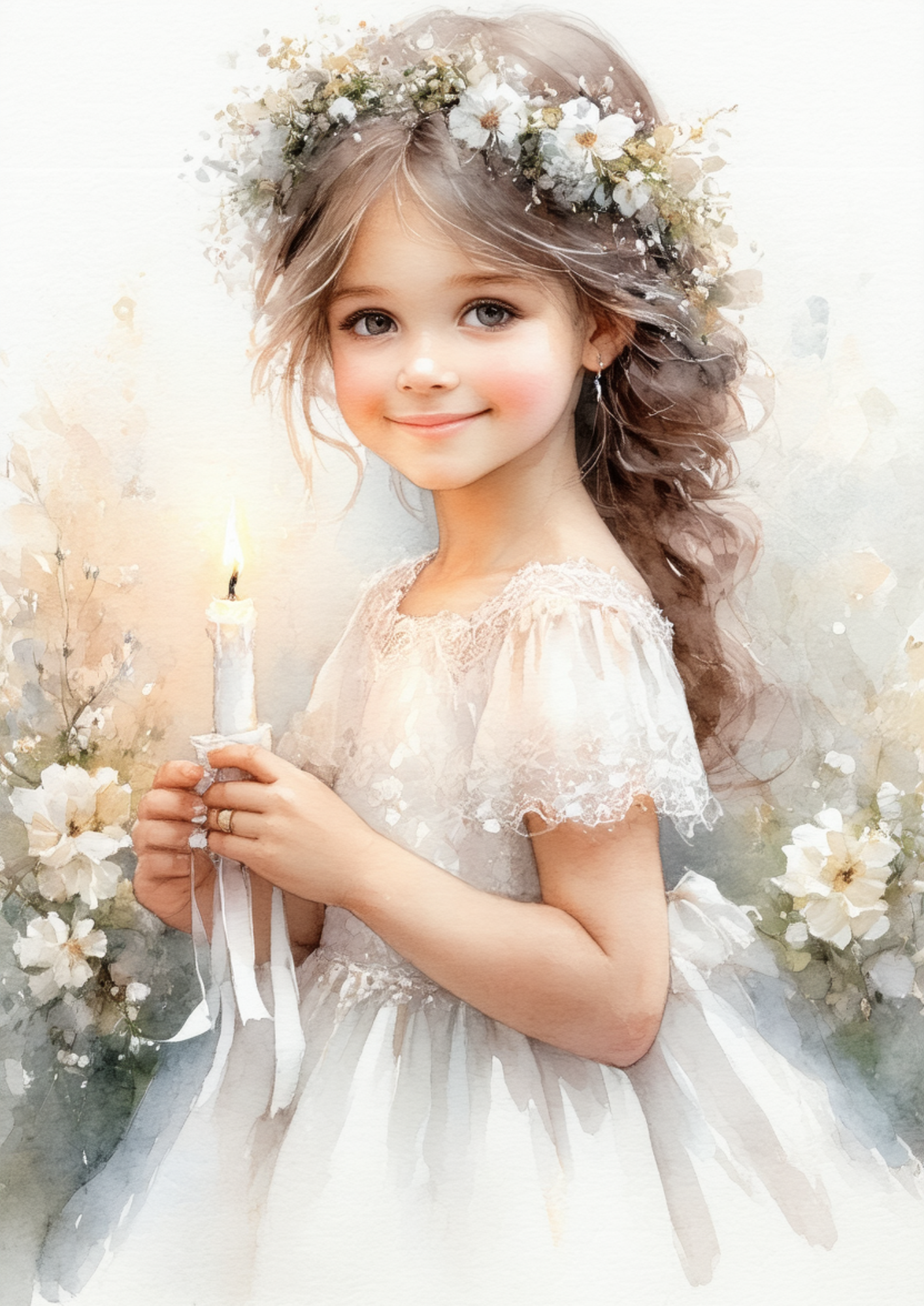Sticker Sheet / Greeting Card – Girl With Candle Full Cat. No. 8618
