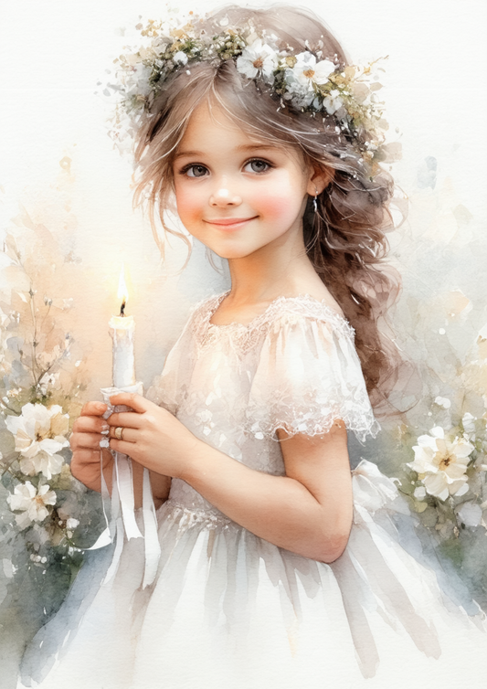 Sticker Sheet / Greeting Card – Girl With Candle Full Cat. No. 8618