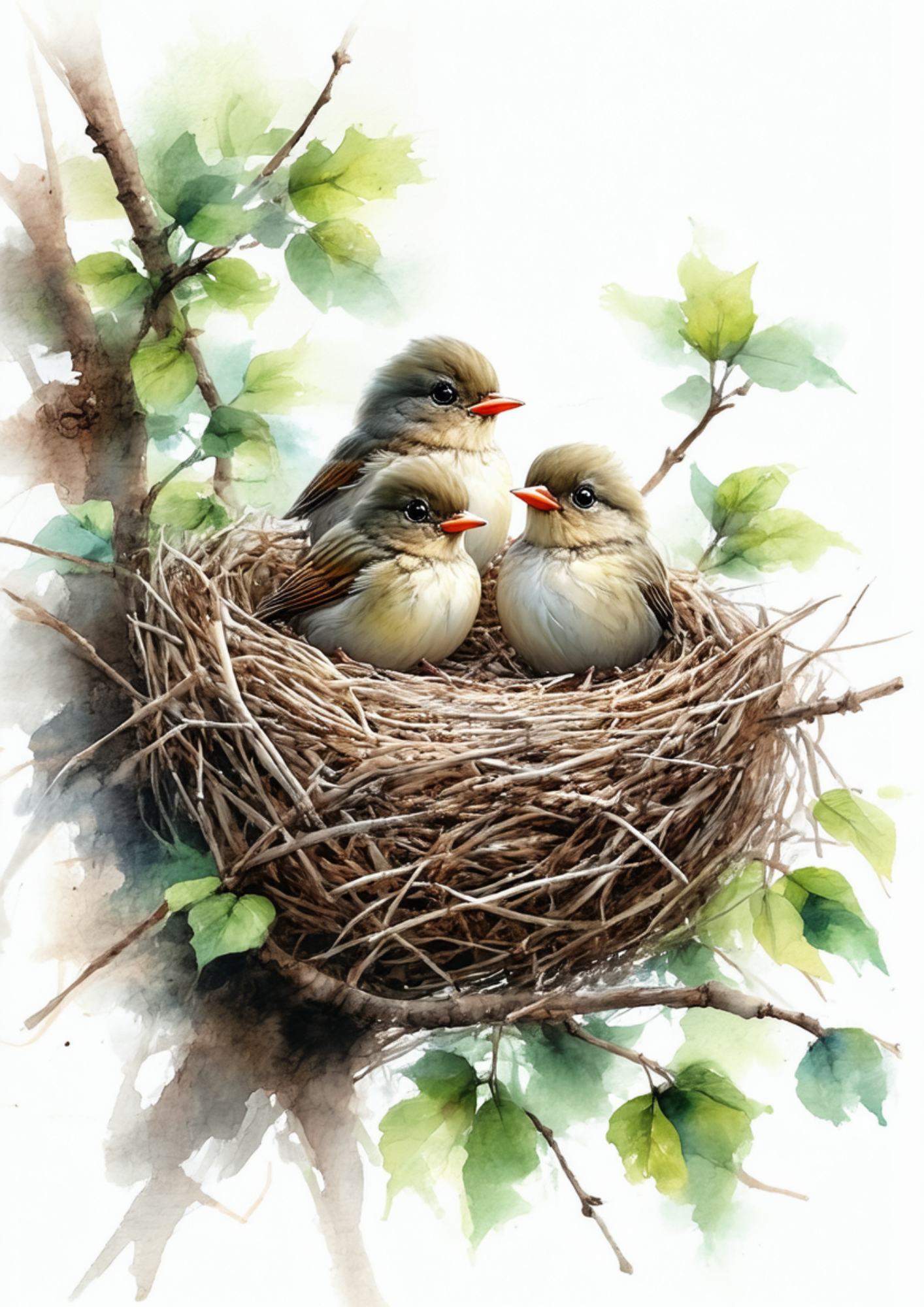 Sticker Sheet / Greeting Card – Birds in a Nest Full Cat. No. 8622