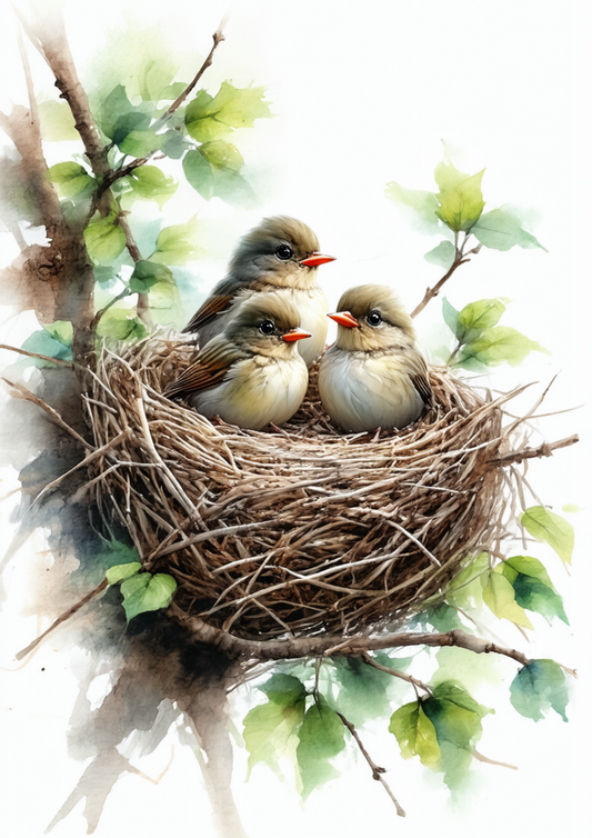 Sticker Sheet / Greeting Card – Birds in a Nest Full Cat. No. 8622