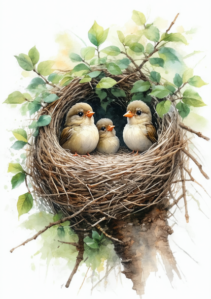 Sticker Sheet / Greeting Card – Birds in a Nest Full Cat. No. 8623