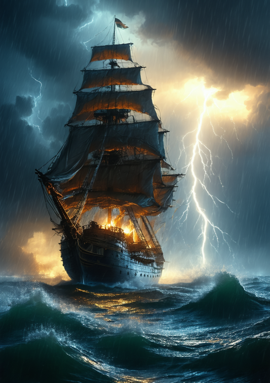 Sticker Sheet / Greeting Card – Sailing Ship During a Storm Full Cat. No. 8630