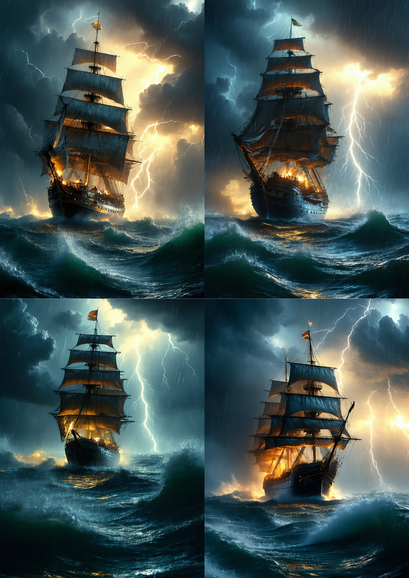 Sticker Sheet / Greeting Card – Sailing Ship During a Storm Collage Cat. No. 8631