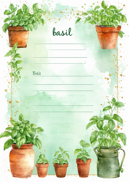 Sticker Sheet / Greeting Card – Herbs in Pot Journaling Background Full Cat. No. 8642