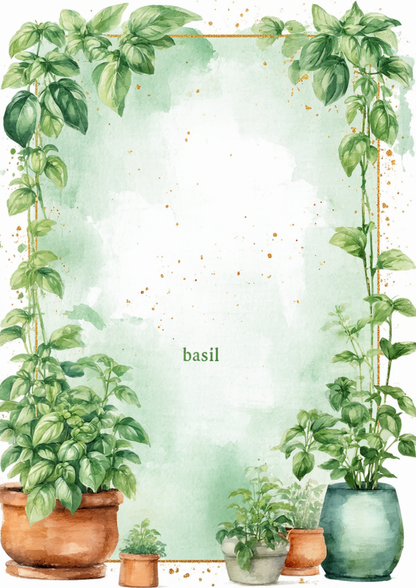 Sticker Sheet / Greeting Card – Herbs in Pot Journaling Background Full Cat. No. 8643