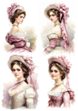 Sticker Sheet / Greeting Card – Victorian Lady in Hat Collage Full Cat. No. 8645