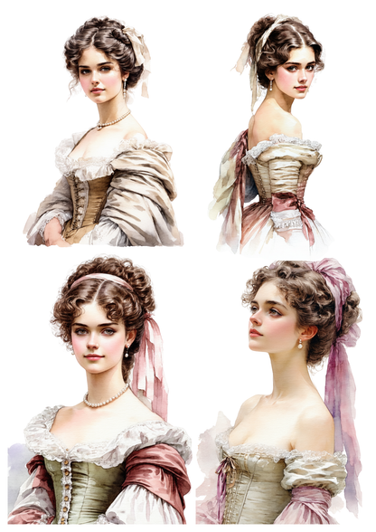 Sticker Sheet / Greeting Card – Victorian Lady Collage Full Cat. No. 8646