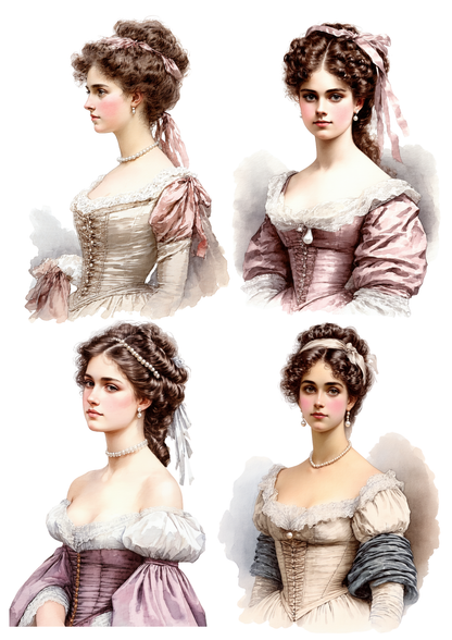 Sticker Sheet / Greeting Card – Victorian Lady Collage Full Cat. No. 8648