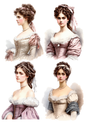 Sticker Sheet / Greeting Card – Victorian Lady Collage Full Cat. No. 8648