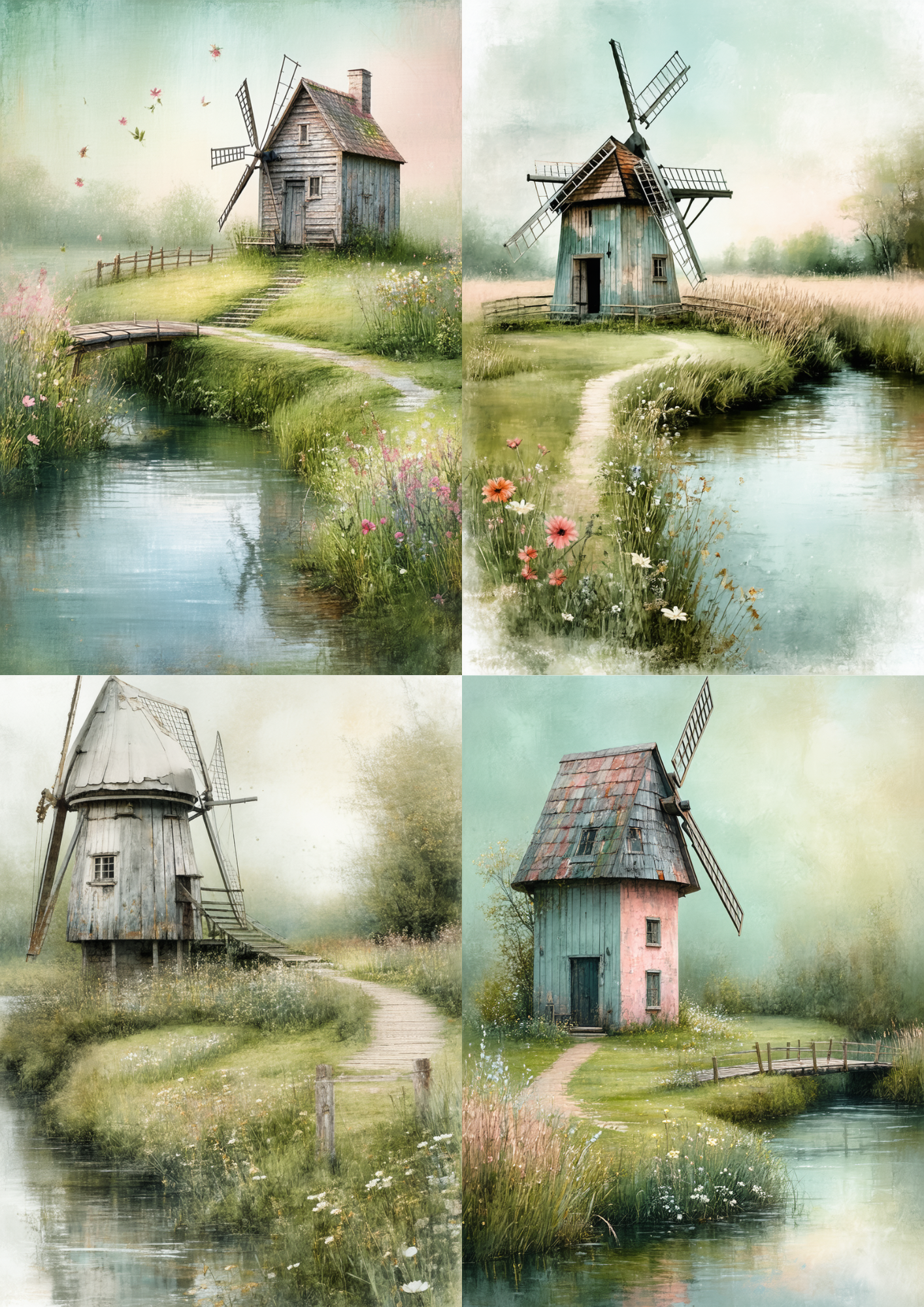 Sticker Sheet / Greeting Card – Old Windmill Collage Cat. No. 8649