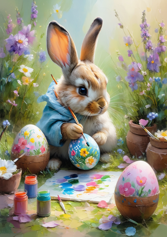 Sticker Sheet / Greeting Card – Bunny With Easter Eggs Full Cat. No. 8657