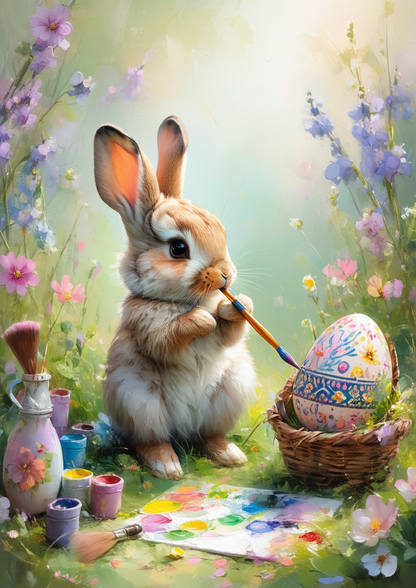 Sticker Sheet / Greeting Card – Bunny With Easter Eggs Full Cat. No. 8658