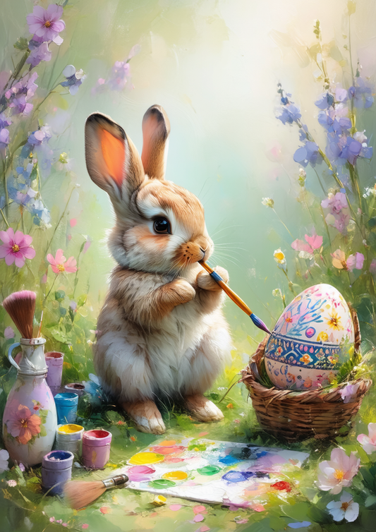 Sticker Sheet / Greeting Card – Bunny With Easter Eggs Full Cat. No. 8658