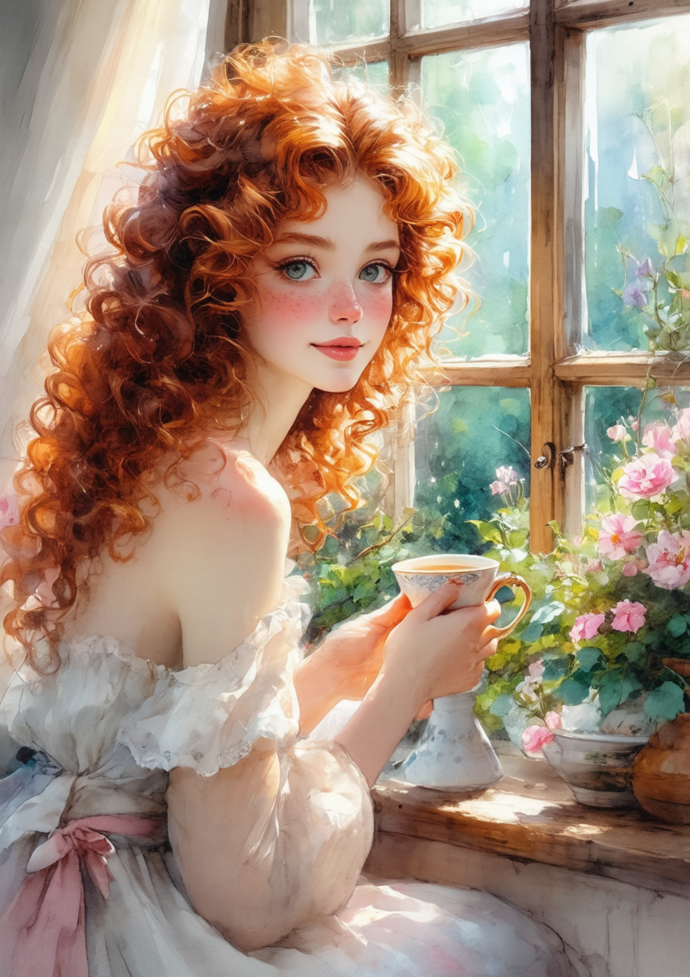 Sticker Sheet / Greeting Card – Red - Haired Beauty Full Cat. No. 8659