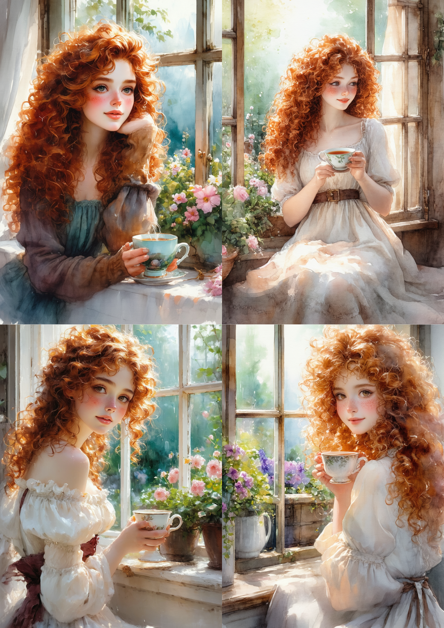 Sticker Sheet / Greeting Card – Red - Haired Beauty Collage Cat. No. 8660