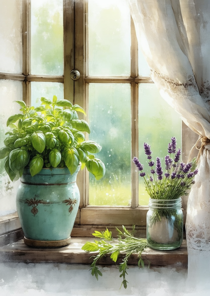 Sticker Sheet / Greeting Card – Herbs & Rustic Winow Full Cat. No. 8662